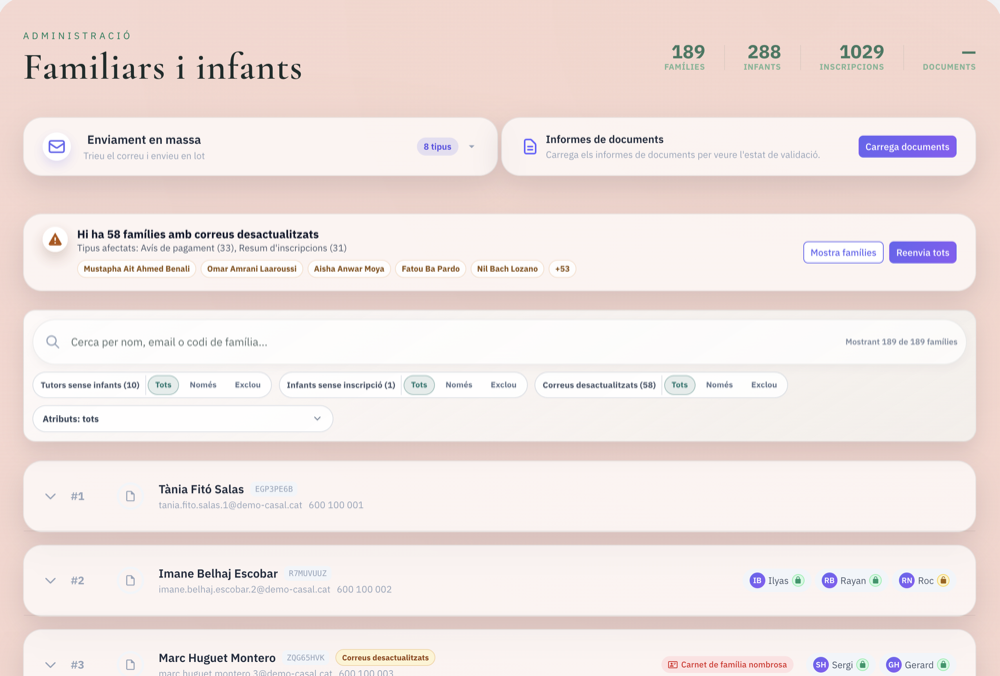 Gestió de familiars